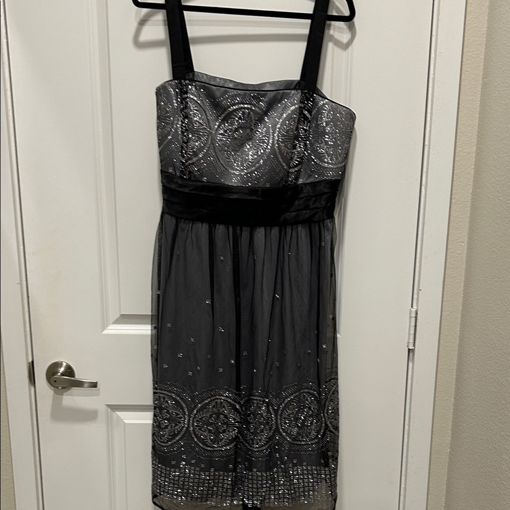 R&M Richards Black and Silver Evening Gown